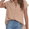 71jgTkZuyqL._AC_SL1500 Women White Button Down Shirt Dressy Casual Work Tops Chiffon Blouse Summer Short Sleeve Shirts