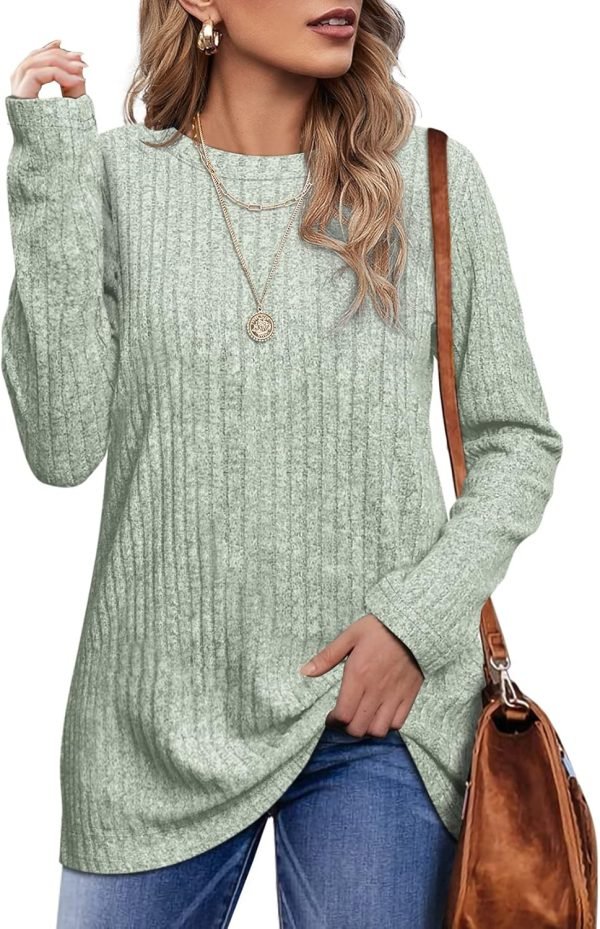 Long Sleeve Shirts for Women Lightweight Crew Neck Casual Tunic Tops