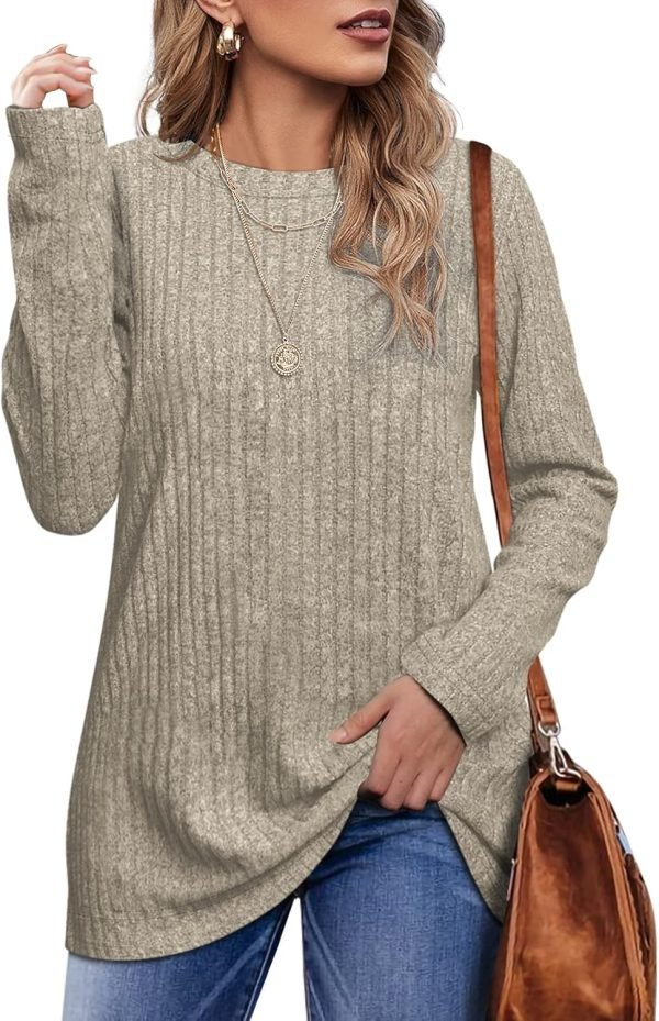 Long Sleeve Shirts for Women Lightweight Crew Neck Casual Tunic Tops