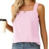 Blouse Tank Tops for Women Casual Summer Square Neck Chiffon Blouse Loose Flowy Sleeveless Tunic Shirts
