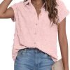 71mPrRFjpGL._AC_SL1500 Women White Button Down Shirt Dressy Casual Work Tops Chiffon Blouse Summer Short Sleeve Shirts