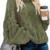 Womens 2024 Winter Fall Solid Turtleneck High Neck Balloon Long Sleeve Sweaters Pullover Outerwear