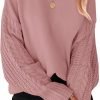 71n5zSc2uBL._AC_SL1500 Women's 2024 Fall Long Sleeve Crew Neck Solid Color Cable Knit Chunky Casual Oversized Pullover Sweater Tops