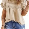 71nIHGVA-zL._AC_SL1500 Women Plus Size Tops Crewneck Short Sleeve Lace Crochet Loose Casual Summer Blouses Shirts(1X-5X)