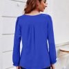 Womens Tops Dressy Casual Long Sleeve Shirts V Neck Chiffon Blouses Fall Clothes 2024