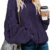 Womens 2024 Winter Fall Solid Turtleneck High Neck Balloon Long Sleeve Sweaters Pullover Outerwear