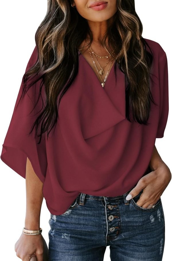 71oRj3C6Y9L._AC_SL1500 Womens Blouses and Tops Short Sleeve Chiffon Shirts and Tops