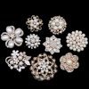 Lot 9pcs Rose Gold-Tone Rhinestone brooches, Big Pearl Crystal Wedding Bouquet kit Set