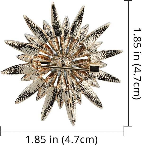 Austrain Crystal Geometry Flower Brooch Pins with Simulated Pearl Bouquet Jewelry Accessories for Women