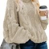 Womens 2024 Winter Fall Solid Turtleneck High Neck Balloon Long Sleeve Sweaters Pullover Outerwear
