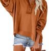 Hoodies for Women 2024 Fashion Fall V Neck Button Down Long Sleeve Hooded Sweatshirts Tops