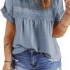 71qUCRQAEXL._AC_SL1500 Women Plus Size Tops Crewneck Short Sleeve Lace Crochet Loose Casual Summer Blouses Shirts(1X-5X)