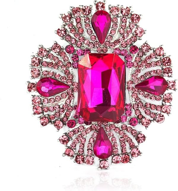 Vintage Austrian Crystal Rhinestone Cross Flowers Shaped Brooch Pin Elegant Jewelry For Women Girls