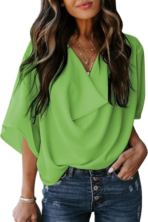 71qppr2rU7L._AC_SL1500 Womens Blouses and Tops Short Sleeve Chiffon Shirts and Tops