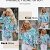 Women 2024 Loose V-Neck Shirts Paisley Print Lantern Sleeve Blouse Tops