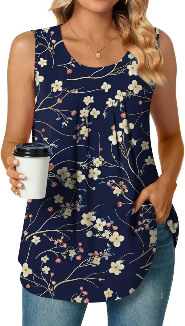 Women's Dressy Chiffon Blouses Crew Neck Sleeveless Tunic Tops Office Cute Work Shirts 2024 Summer Casual Tank Tops