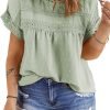 71rY3PY5qNL._AC_SL1500 Women Plus Size Tops Crewneck Short Sleeve Lace Crochet Loose Casual Summer Blouses Shirts(1X-5X)