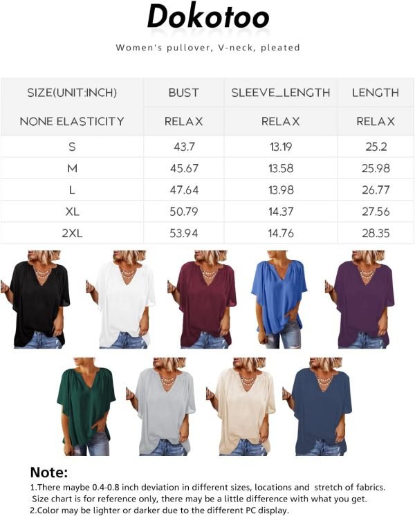 71rhNZTwPkL._AC_SL1500 Womens Chiffon Blouses Casual Solid Bell Sleeve Shirt Loose V Neck Pleated Tunic Tops
