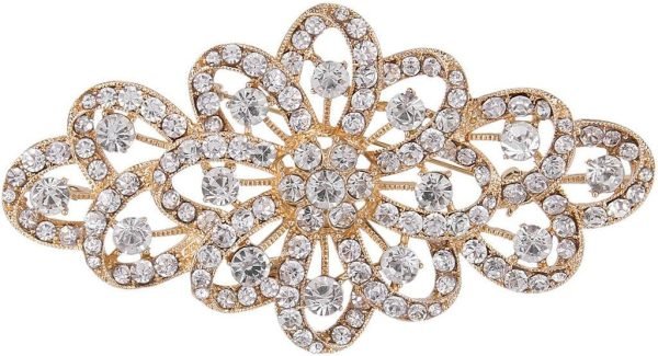 71sMHDG1IDL._AC_SL1024 4 Inch Flower Ribbon Brooch Clear Austrian Crystal