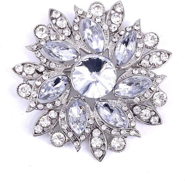 Vintage Women's Austrian Crystal Elegant Flower Brooch Wedding Broach Pin