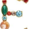 Crystal Pearl Initial Brooch Gold Plated Enamel Colorful Letter Alphabet Breastpin Pin for GIFTS