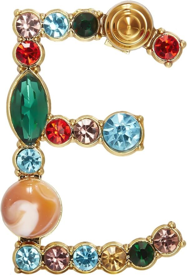 Crystal Pearl Initial Brooch Gold Plated Enamel Colorful Letter Alphabet Breastpin Pin for GIFTS