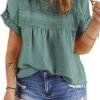 71tY1CqbcmL._AC_SL1500 Women Plus Size Tops Crewneck Short Sleeve Lace Crochet Loose Casual Summer Blouses Shirts(1X-5X)