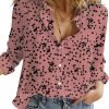 Women's Casual V Neck Alicia Floral Print Roll Up Long Sleeve Chiffon Button Down Blouses Bohemian Top Shirts