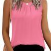 Women's Sleeveless Chiffon Tank Top Double Layers Keyhole Back Blouse Tunic S-XXL