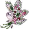 Big Large Brooch Pin Austrian Crystal Leaf Shape Bouquet Rhinestone Scarf Decoration Wreath Cloth Brooches Pins For Women Girls