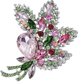 71vE3GRusvL._AC_SL1500 Big Large Brooch Pin Austrian Crystal Leaf Shape Bouquet Rhinestone Scarf Decoration Wreath Cloth Brooches Pins For Women Girls