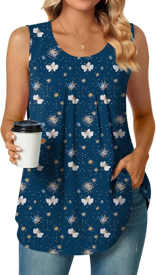 Women's Dressy Chiffon Blouses Crew Neck Sleeveless Tunic Tops Office Cute Work Shirts 2024 Summer Casual Tank Tops