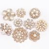 Lot 9pcs Rose Gold-Tone Rhinestone brooches, Big Pearl Crystal Wedding Bouquet kit Set