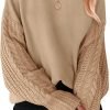 71wJVri0ujL._AC_SL1500 Women's 2024 Fall Long Sleeve Crew Neck Solid Color Cable Knit Chunky Casual Oversized Pullover Sweater Tops