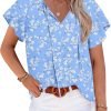 Womens 2024 Summer Tunic Tops Casual Short Sleeve Blouses V Neck Dressy Chiffon Boho Tshirts