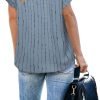 Women's Summer Work Blouse V Neck Short Sleeve Lapel Shirt Top Tunic