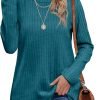 Long Sleeve Shirts for Women Lightweight Crew Neck Casual Tunic Tops