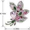 Big Large Brooch Pin Austrian Crystal Leaf Shape Bouquet Rhinestone Scarf Decoration Wreath Cloth Brooches Pins For Women Girls