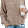Womens 2024 Winter Fall Solid Turtleneck High Neck Balloon Long Sleeve Sweaters Pullover Outerwear