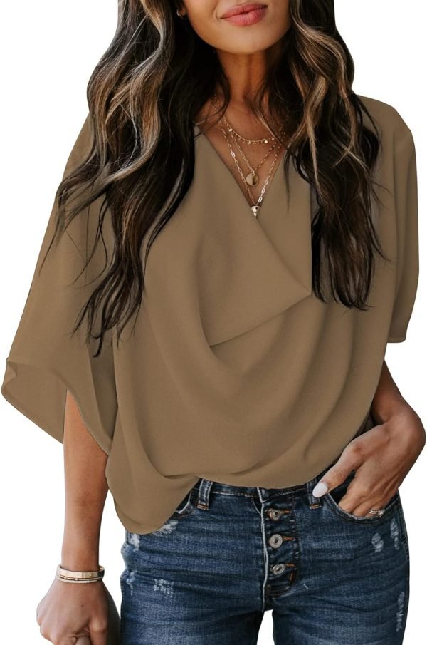 71y_0h0L3BL._AC_SL1500 Womens Blouses and Tops Short Sleeve Chiffon Shirts and Tops
