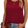 Women's Sleeveless Chiffon Tank Top Double Layers Keyhole Back Blouse Tunic S-XXL