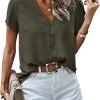 Short Sleeve Blouses for Women 2024 Summer Western Chiffon Shirts Dressy Casual Pearl Tops