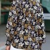 71yx-1wrvLL._AC Women's Casual V Neck Easel Floral Print Long Sleeve Blouses Smocked Button Down Shirts Bohemian Top