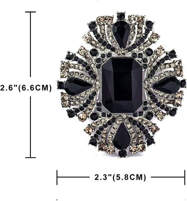 Vintage Austrian Crystal Rhinestone Cross Flowers Shaped Brooch Pin Elegant Jewelry For Women Girls