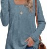 Long Sleeve Shirts for Women Lightweight Crew Neck Casual Tunic Tops