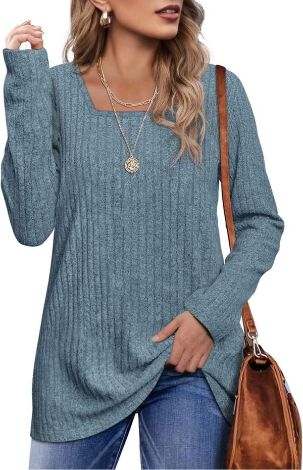 Long Sleeve Shirts for Women Lightweight Crew Neck Casual Tunic Tops