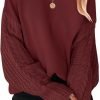 71zzYBkN7qL._AC_SL1500 Women's 2024 Fall Long Sleeve Crew Neck Solid Color Cable Knit Chunky Casual Oversized Pullover Sweater Tops