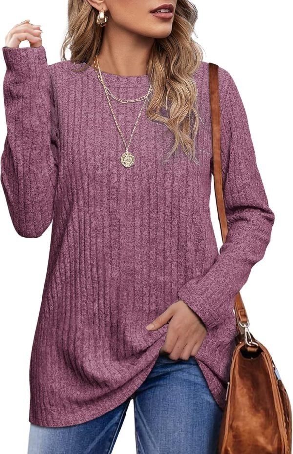 Long Sleeve Shirts for Women Lightweight Crew Neck Casual Tunic Tops