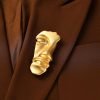 Vintage Mask Brooch Minimalist Metal Figure Brooches for Women Men