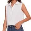 8111b4g_maL._AC_SL1500 Womens Sleeveless Button Down Shirt Classic Collared Blouse Basic Tank Tops Work Office Chiffon Tops